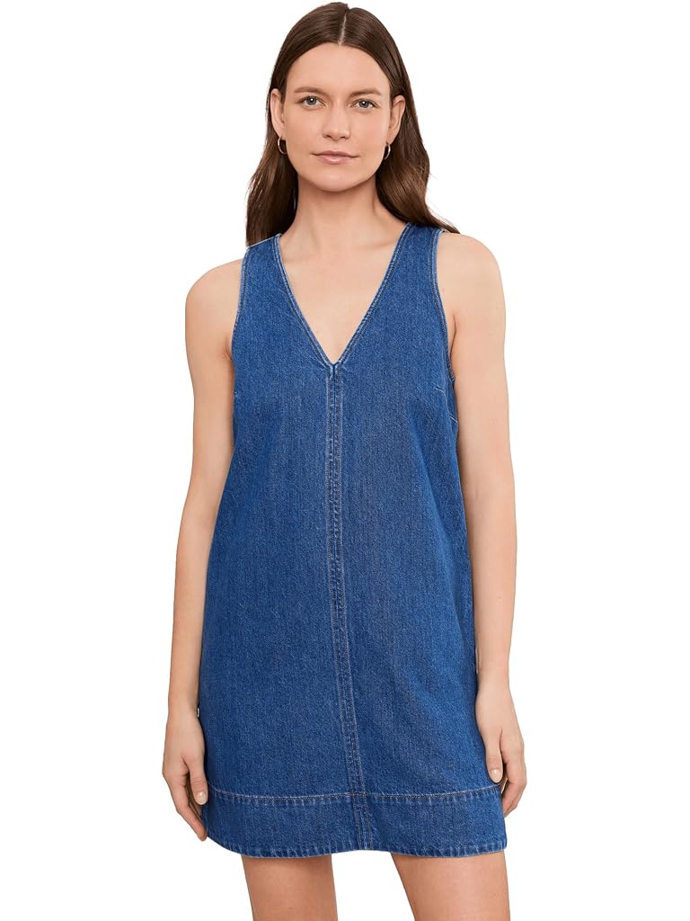Blue Madewell V-Neck Mini Dress In Marina Blue