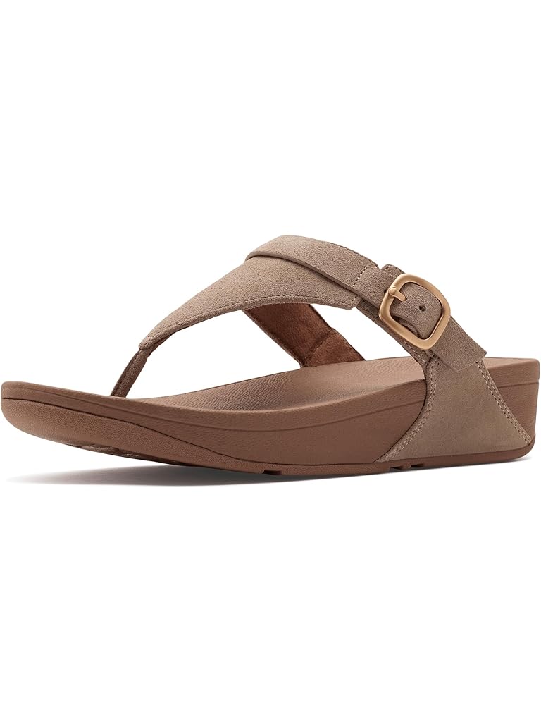 Brown FitFlop Lulu Buckle Suede Toe-Post Sandals