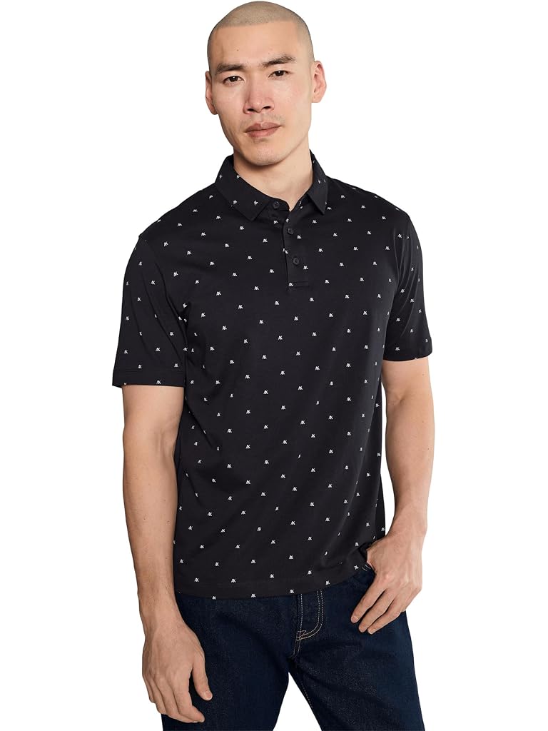 Black Armani Exchange All Over Logo Polo