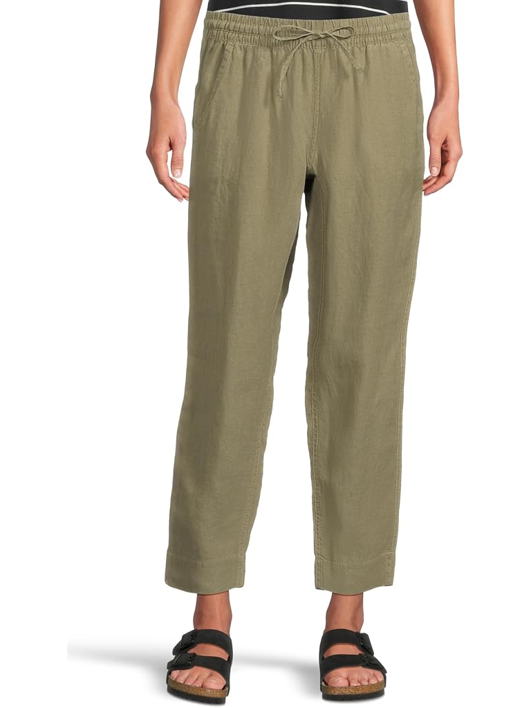 Black L.L.Bean Premium Linen Breezy Pull-On Ankle Pants