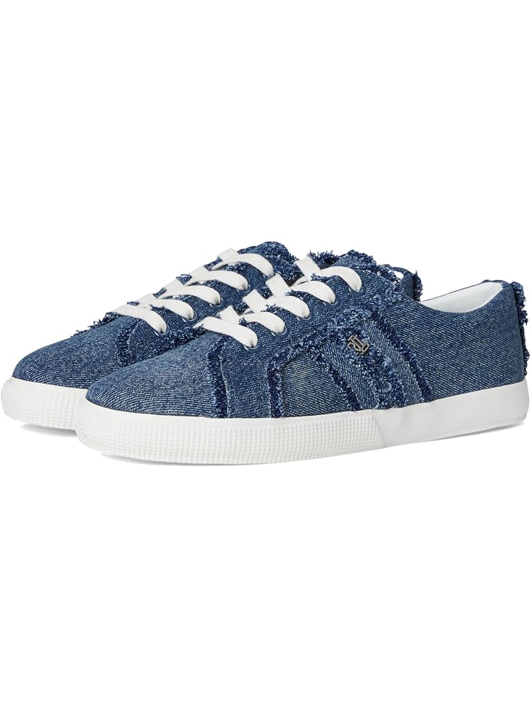 Blue Lauren Ralph Lauren Janson Frayed Denim Sneakers
