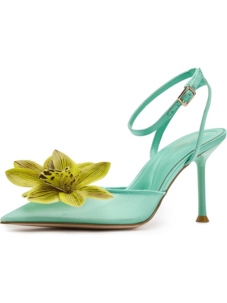 Green Jessica Simpson Vilyria 3D Floral Embellished High Heel