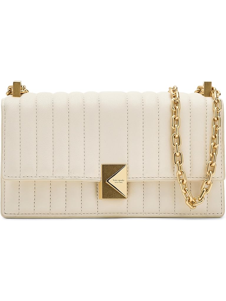 White Kate Spade New York Deco Quilted Leather Mini Flap Chain Crossbody