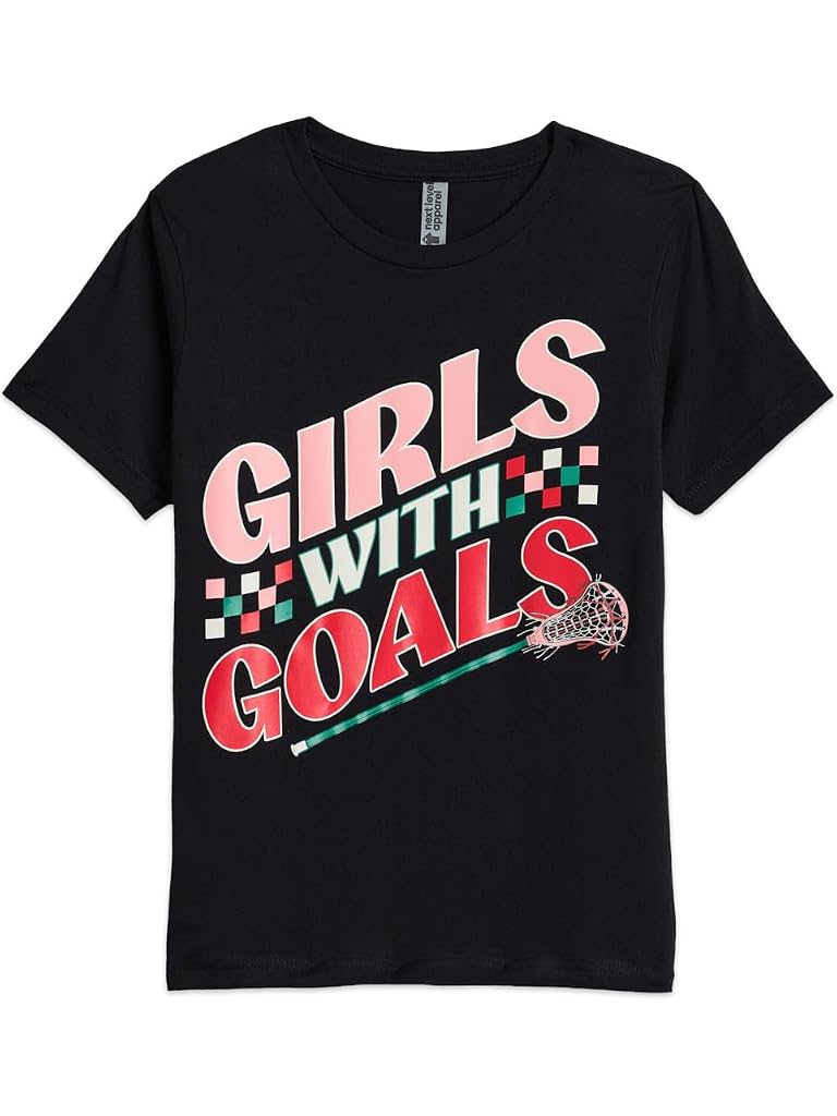 Black ChalkTalk SPORTS Girls Lacrosse Short Sleeve T-Shirt - Girls With Goals (Little Kid/Big Kid)