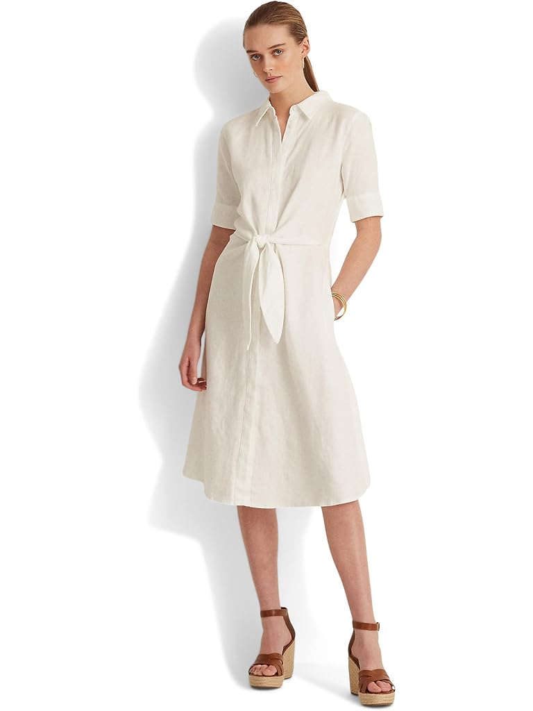 White Lauren Ralph Lauren Linen Shirtdress
