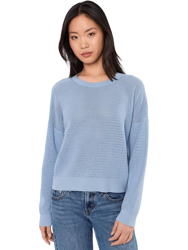 Blue Eileen Fisher Peruvian Cotton Blend Crew Neck Sweater