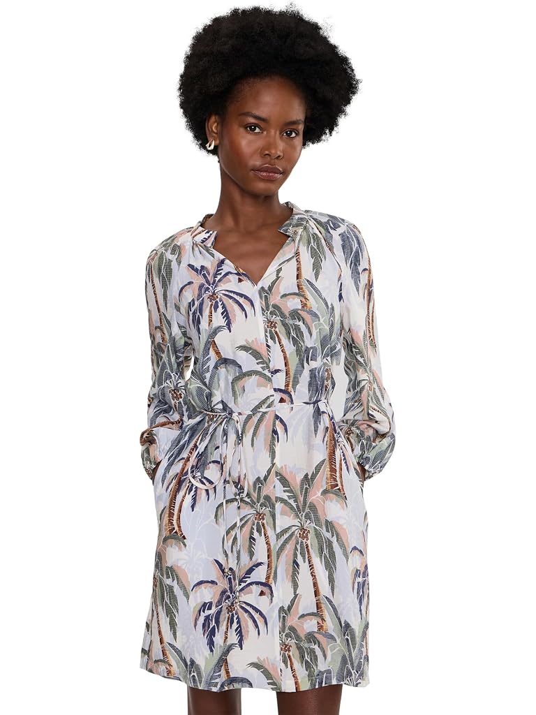 White Tommy Bahama Palm Oasis Long Sleeve Short Dress