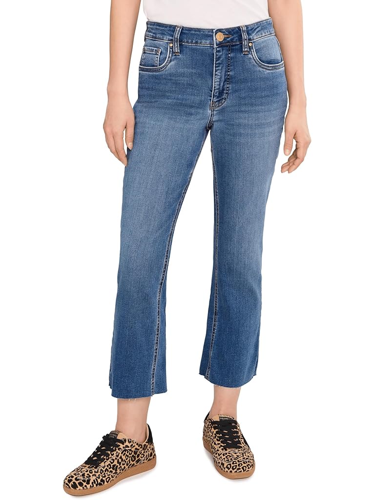 Blue KUT from the Kloth Petite Kelsey High Rise Fab Ab Ankle Flare-Nset Leg in Sentiment