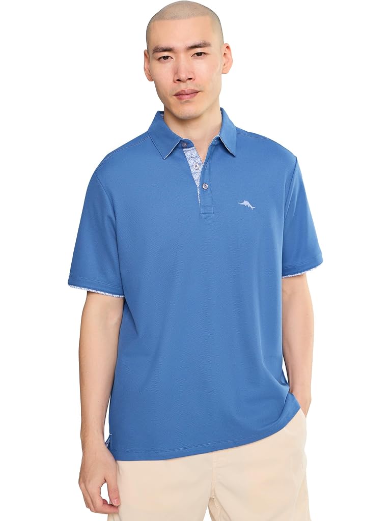 Blue Tommy Bahama Etched Geo 5 O'Clock Polo