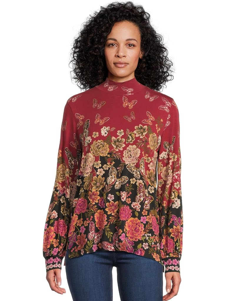 Multi Johnny Was The Janie Favorite Puff Sleeve Mock Neck- Karie