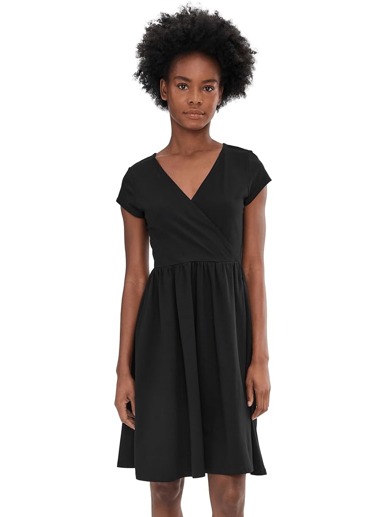 Black PACT Fit-and-Flare Crossover Dress
