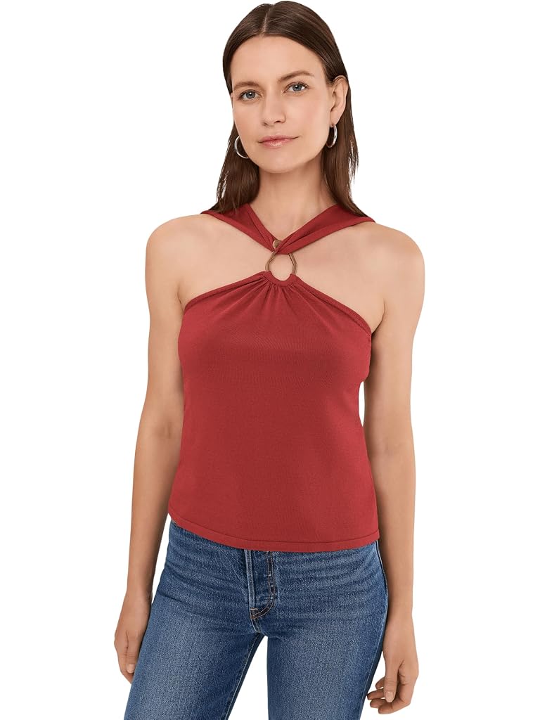 Brown Vince Camuto Tank with Metal Ring Detail