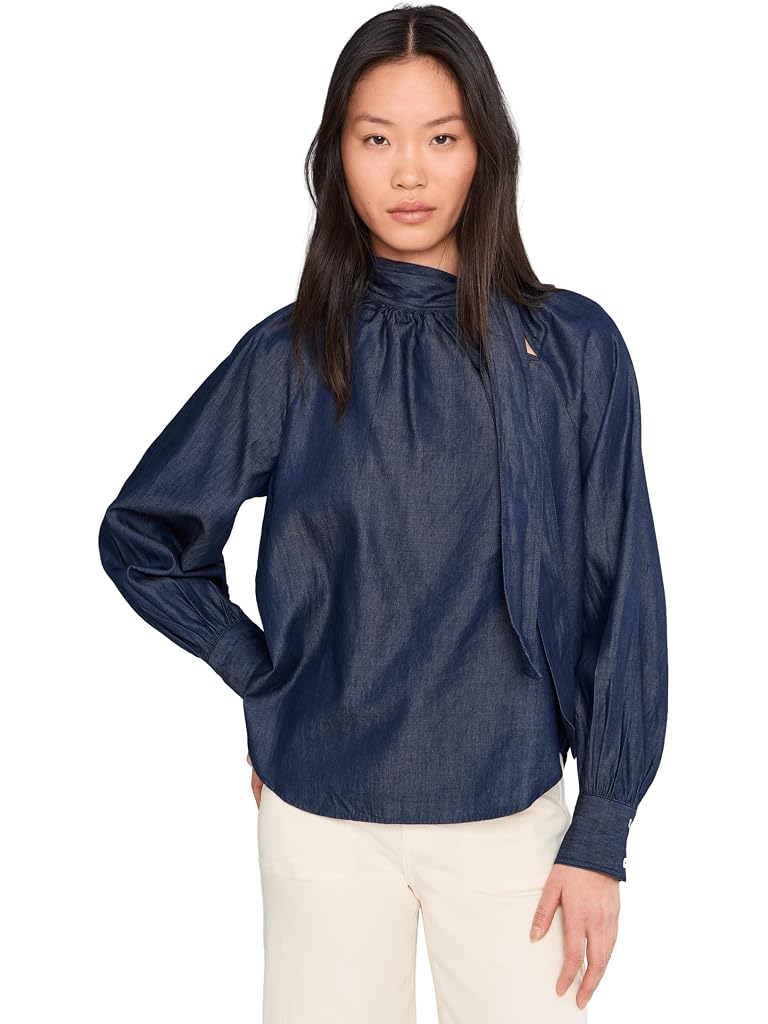 Navy CeCe Raglan Seam Neck Bow Shirtail Top