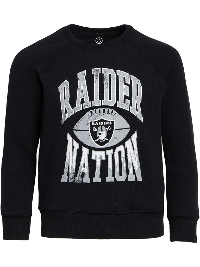 Black Junk Food Clothing NFL Las Vegas Raiders Hot Route Raglan Fleece (Little Kid/Big Kid)