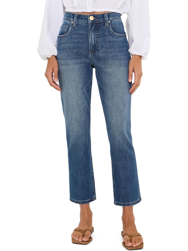 Blue KUT from the Kloth Petite Blair High-Rise Fab AB New Straight Leg 5 Pockets in Razor