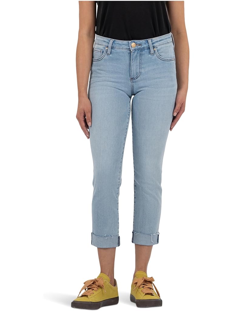 Pink KUT from the Kloth Amy Crop Straight Leg Roll Up With Raw Hem