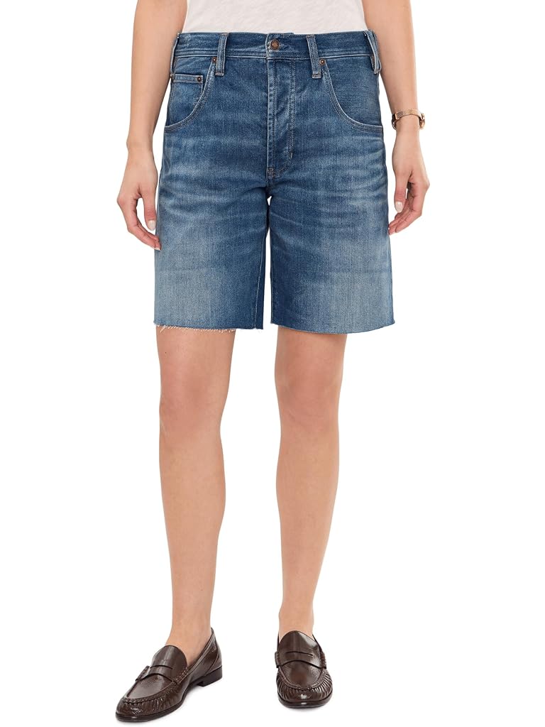 Blue Liverpool Los Angeles 9" Vintage Mid-Rise Cutoff Denim Shorts