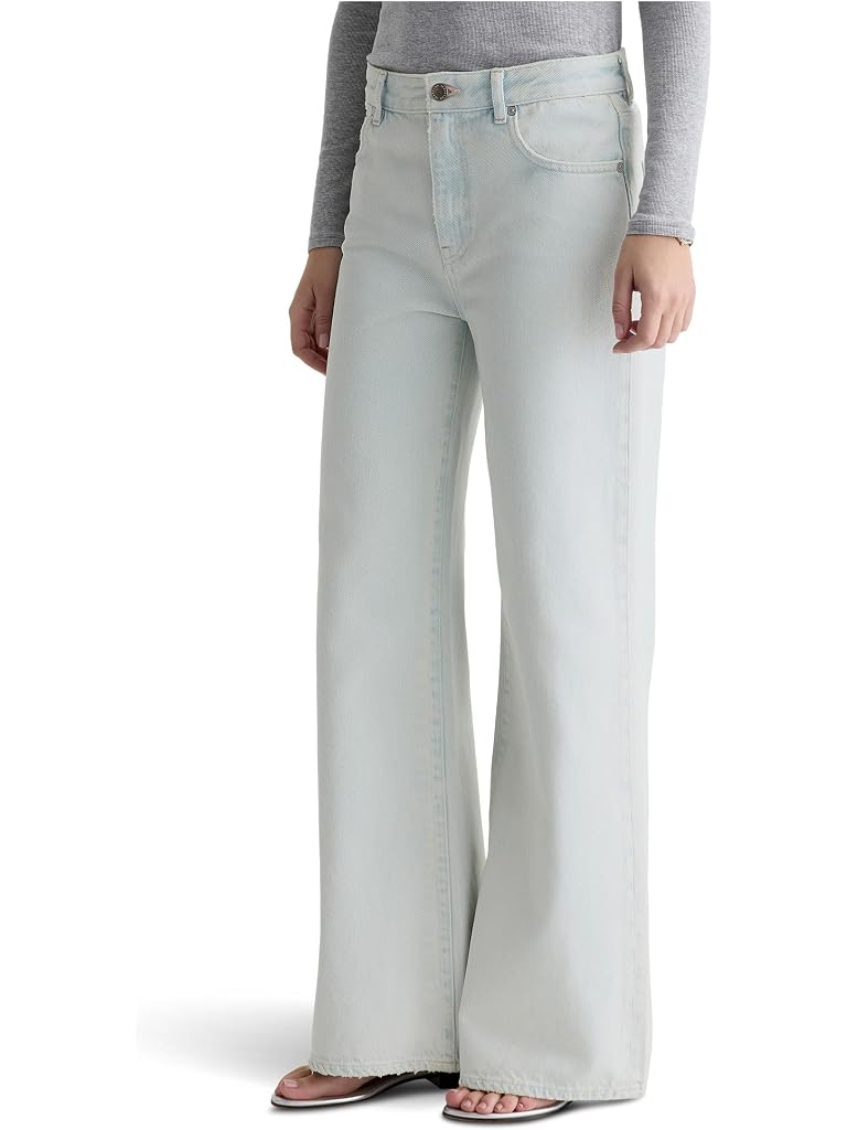 White AG Saige Mid-Rise Wide Leg in Luminance