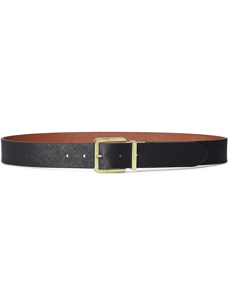 Black Lauren Ralph Lauren Reversible Crosshatch Leather Belt