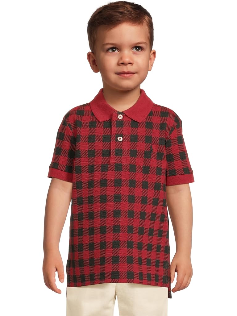 Red Polo Ralph Lauren Buffalo Check Cotton Mesh Polo Shirt (Toddler/Little Kid)