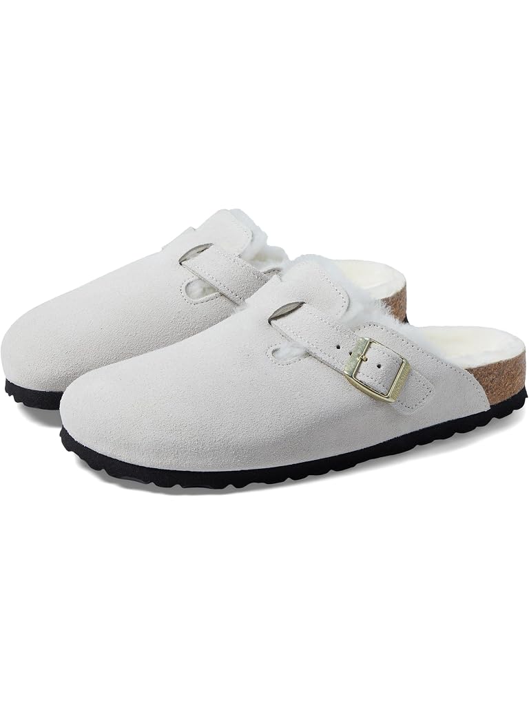 White Birkenstock Boston Shearling Clog - Suede (Unisex)
