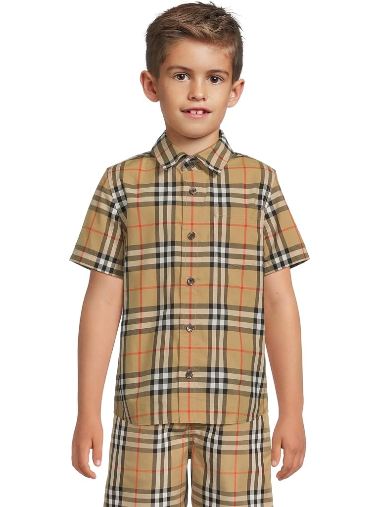 Multi Burberry Owen Short Sleeve Check Shirt (Big Kid)