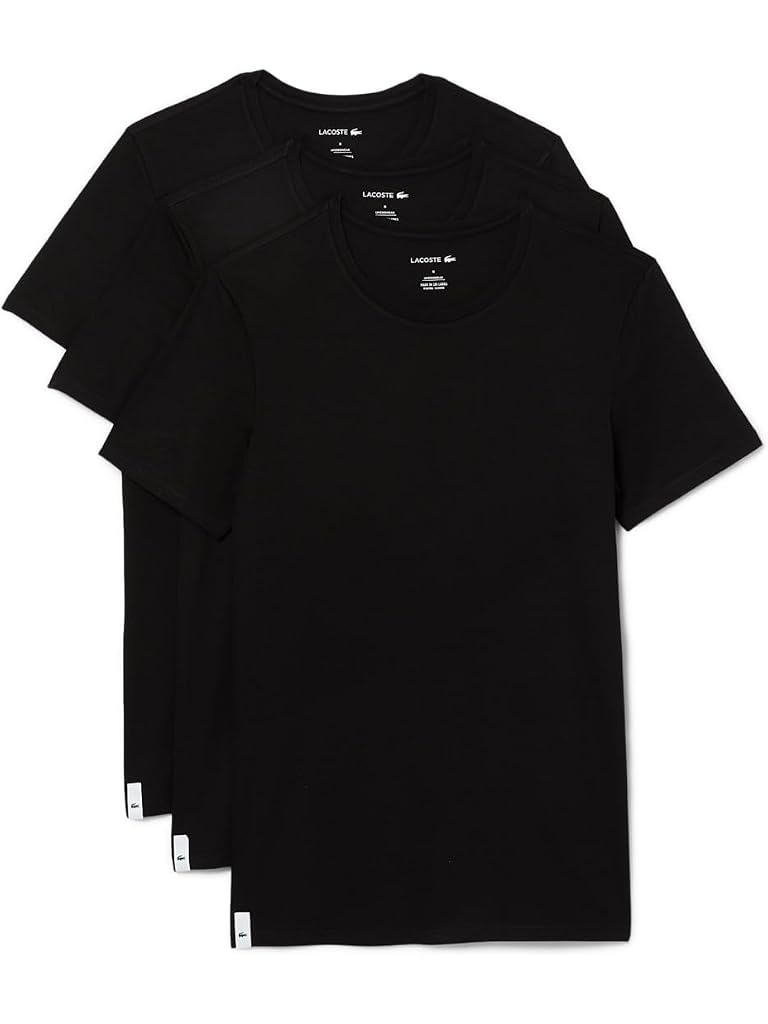Black Lacoste 3-Pack Crew Neck Slim Fit Essential T-Shirt