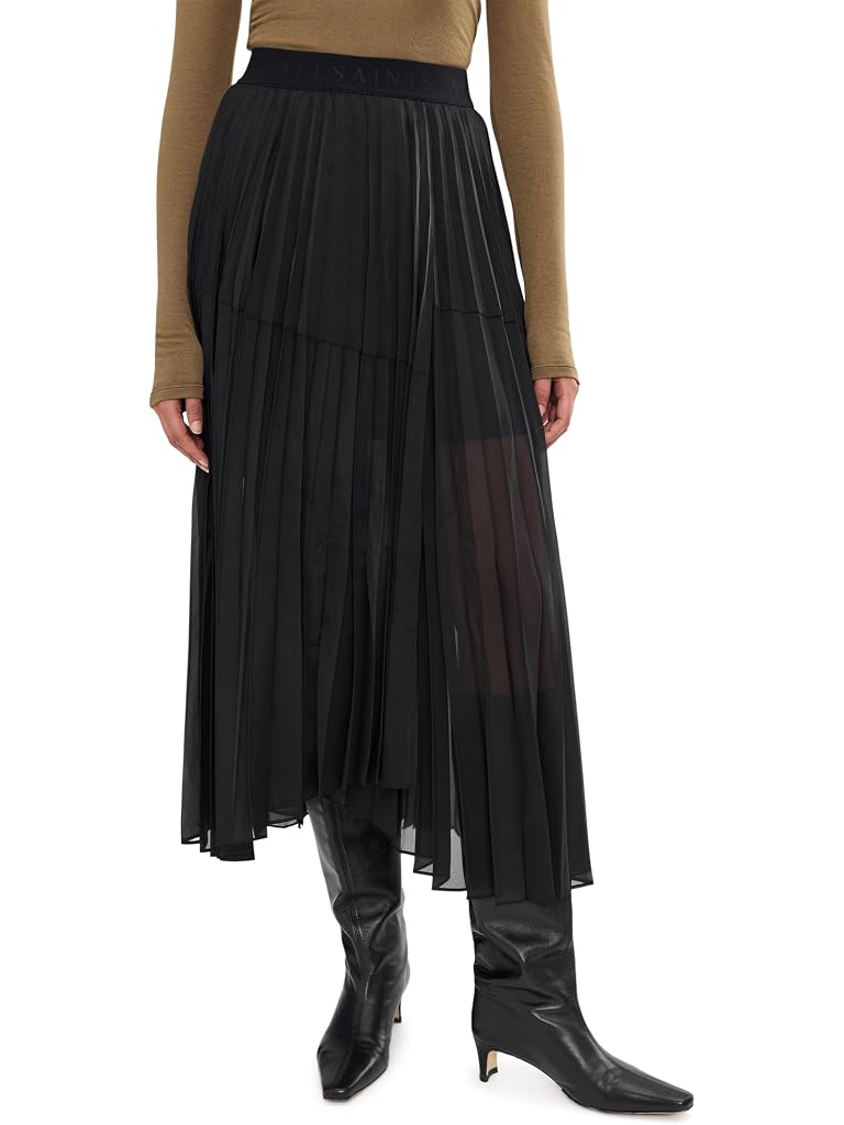 Black AllSaints Micaela Pleat Skirt