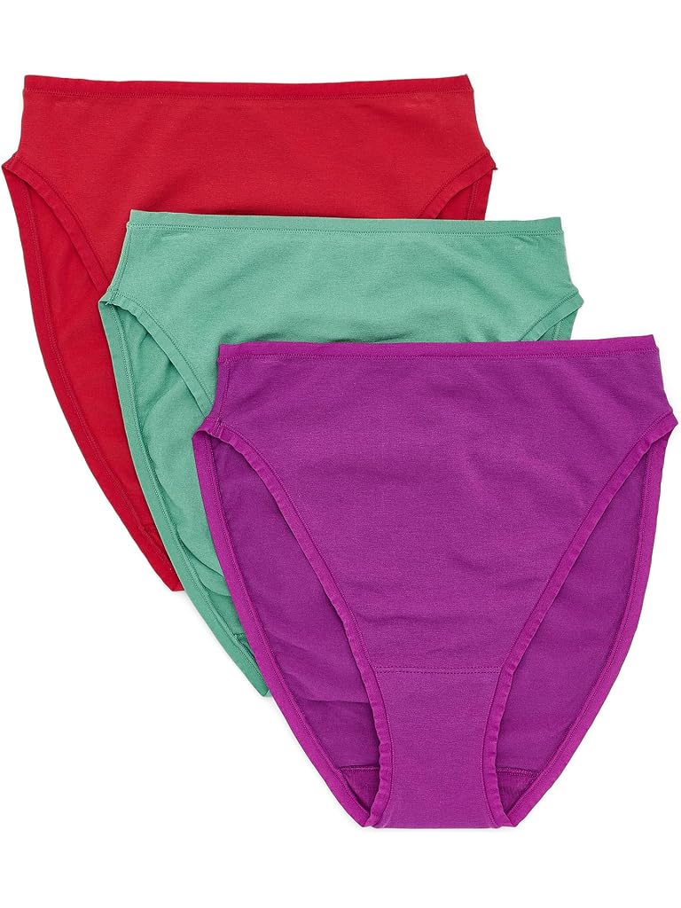 Multi Natori Bliss Bare Cotton High Cut Briefs 3-Pack