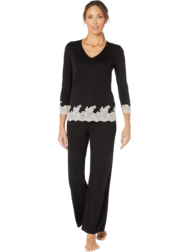 Black Natori Luxe Shangri-La Long Sleeve PJ Set