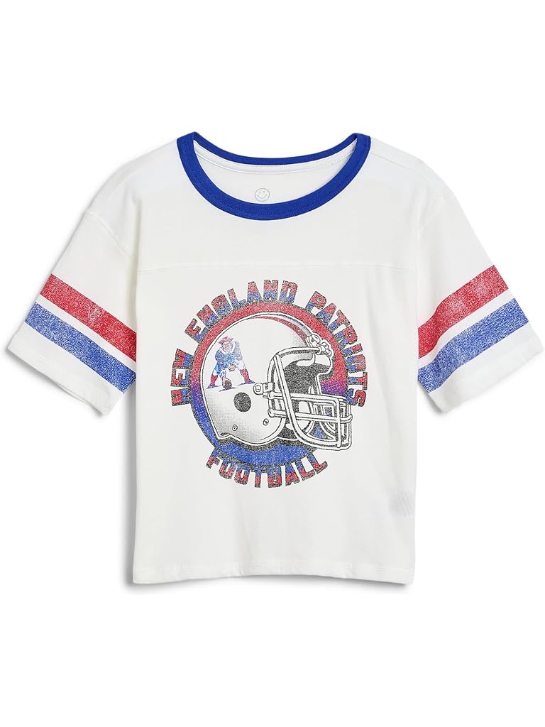 White Junk Food Clothing NFL New England Patriots Striped Yoke Ringer Tee (Little Kid/Big Kid)