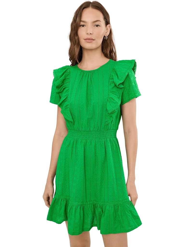 Green CeCe Ruffle Front Mini Dress