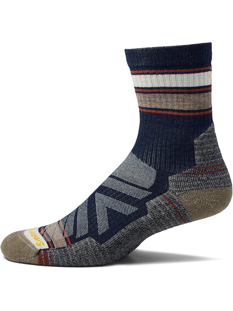 Navy Smartwool Performance Hike Light Cushion Striped Mid Crew