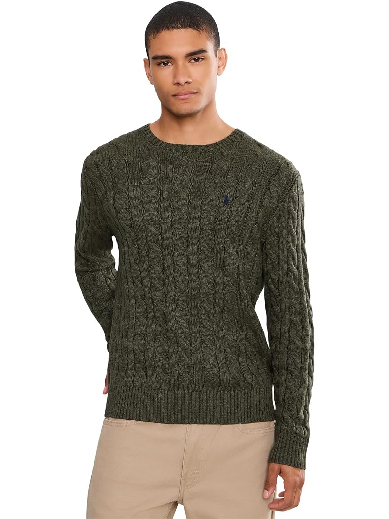 Olive Polo Ralph Lauren Cable-Knit Cotton Sweater
