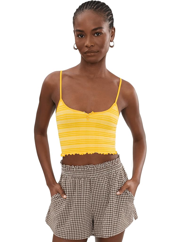 Yellow Free People Snap Into It Henley Crop