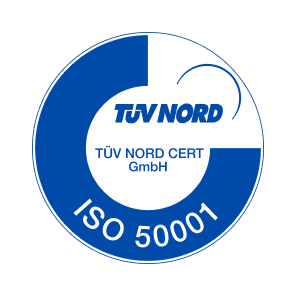 TUV NORD CERT GmbH ISO 50001 certification logo.