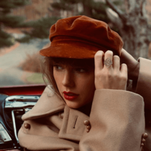 The cover image features Taylor Swift in red lips wearing a matching red hat.