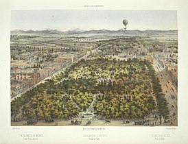 L'Alameda del Messico, ripresa da una mongolfiera, ca. 1869. New York Public Library.