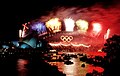 Image 9Olympic colours on the Sydney Harbour Bridge in the year 2000 (from History of New South Wales)