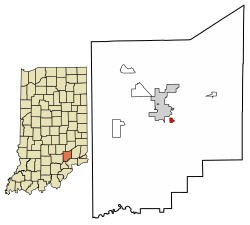 Location of Vernon in Jennings County, Indiana.