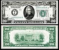 1928-as szériájú Federal Reserve Note 20 dolláros bankjegy.