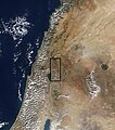 A map of the Golan Hights from a satellite.