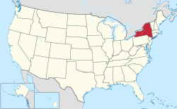 अमरीका के मानचित्र पर न्यूयॉर्क