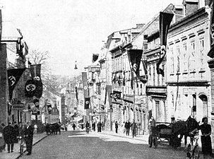 Calle principal de Aš, donde se reunió la dirección del SdP el 13 de septiembre de 1938 antes de huir a Alemania.