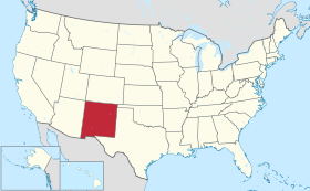 Karta SAD-a s istaknutom saveznom državom Novi Meksiko