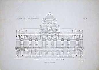 Fredrik Lilljekvists fasadritning och sektionsritning från 1904.