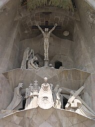 Facade de la passion Sagrada Familia, Barcelone.