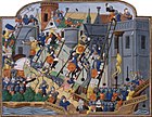 Obléhání Konstantinopole, iluminace vzniklá mezi lety 1470–1479, Kronika Karla VII.