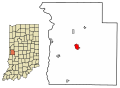 Location of Rockville in Parke County, Indiana.