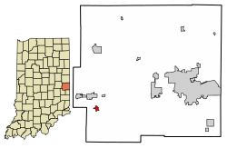 Location of Milton in Wayne County, Indiana.